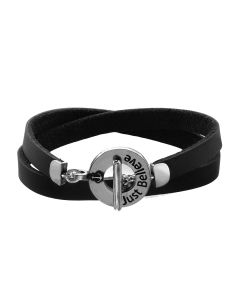 Sea Smadar Black Leather and Silver Coin Bracelet